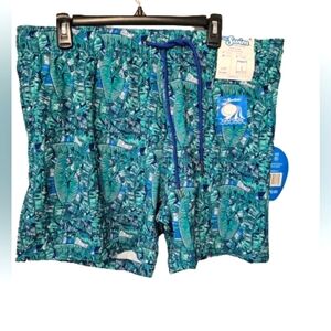 Mr. Swim Whisping Palms Royal Blue Swim Trunks Men's Size XXL NWT